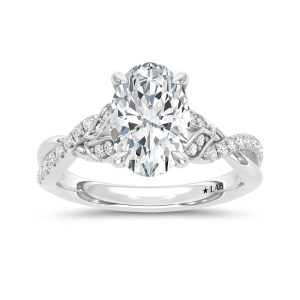 14K White Gold 2 1/6 Ct.Tw. Lab Grown Diamond Oval Shape Engagement Ring (IGI Certified Center 2ct Oval)