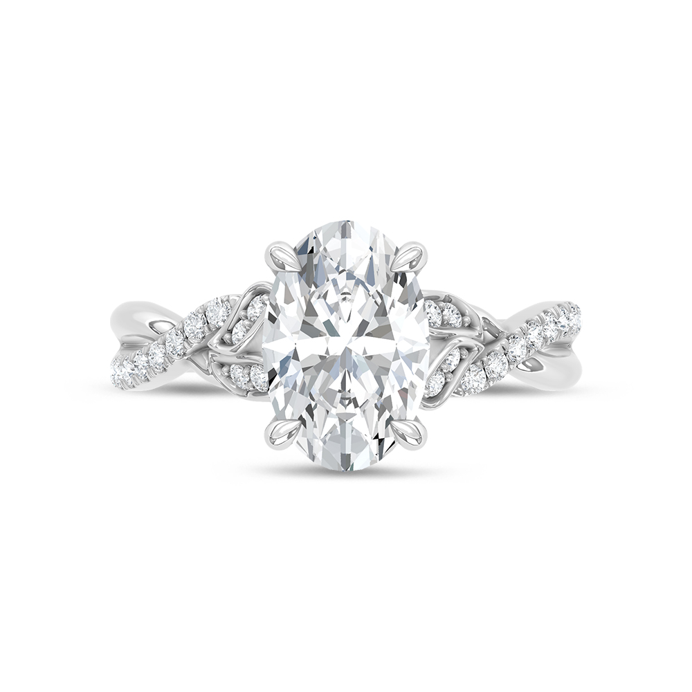 14K White Gold 2 1/6 Ct.Tw. Lab Grown Diamond Oval Shape Engagement Ring (IGI Certified Center 2ct Oval)