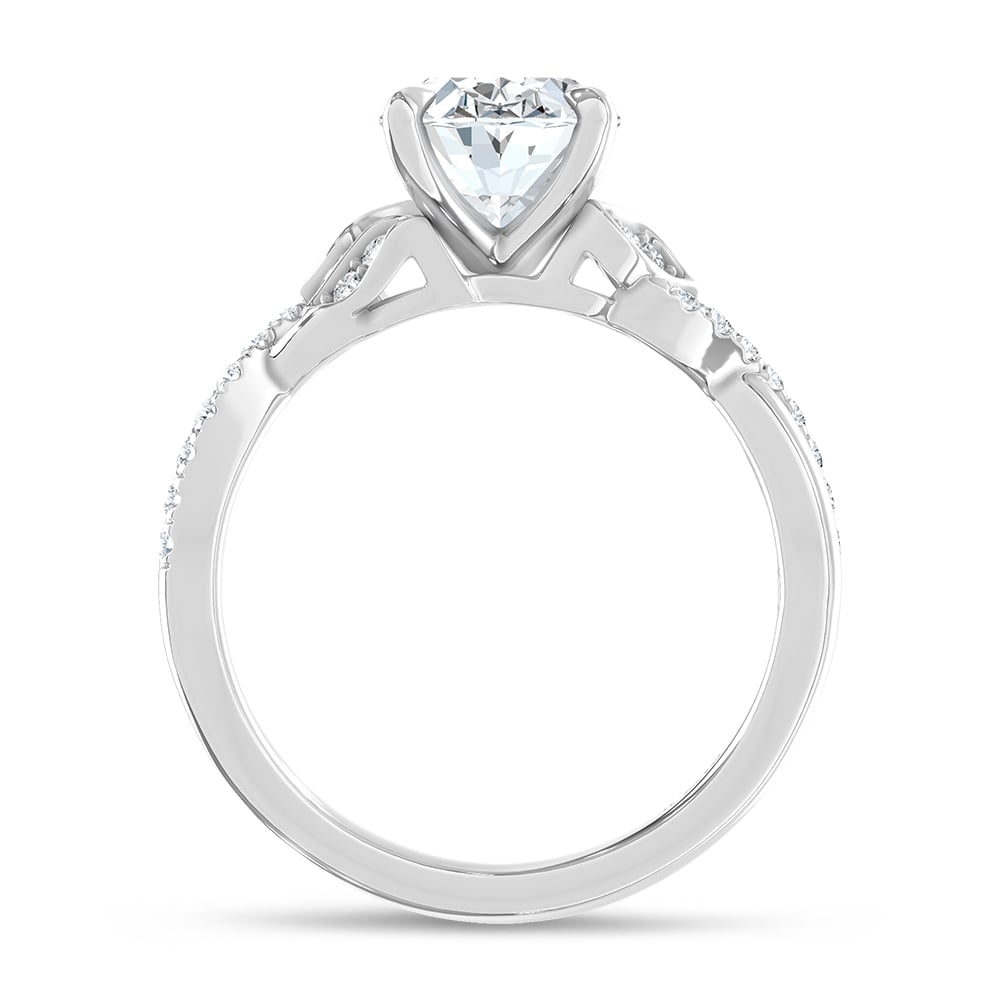 14K White Gold 2 1/6 Ct.Tw. Lab Grown Diamond Oval Shape Engagement Ring (IGI Certified Center 2ct Oval)