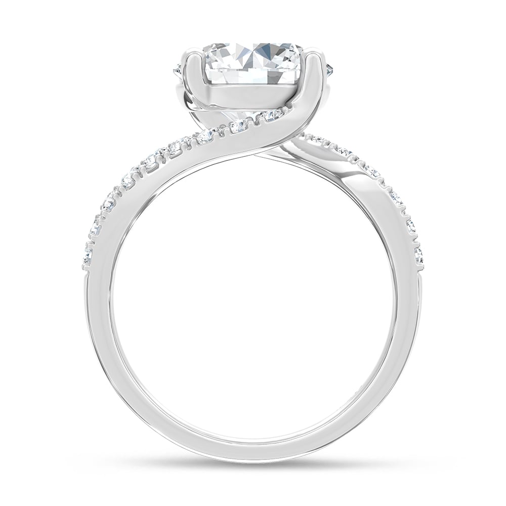14K White Gold Lab Grown Diamond 3 1/2 Ct.Tw. Round Shape Engagement Ring (IGI Certified Center 3ct Round)