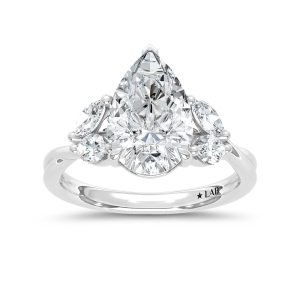 14K White Gold 3 5/8 Ct.Tw. Lab Grown Diamond Engagement Ring (IGI Certified Center 3ct Pear)
