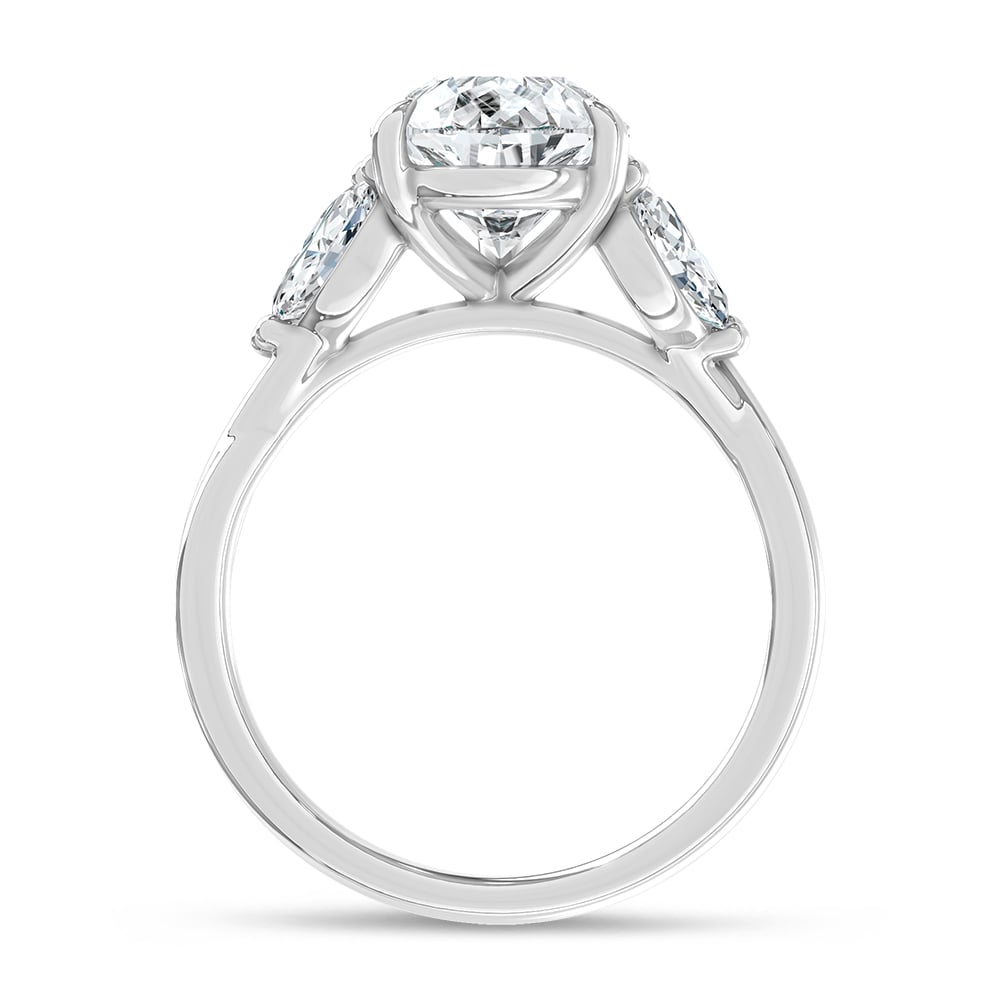 14K White Gold 3 5/8 Ct.Tw. Lab Grown Diamond Engagement Ring (IGI Certified Center 3ct Pear)