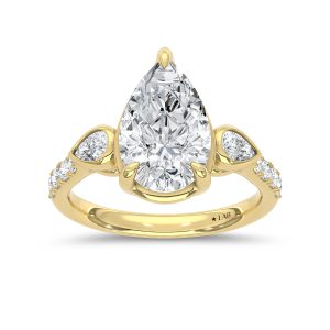 14K Yellow Gold 3 1/2 Ct.Tw. Lab Grown Diamond Engagement Ring (IGI Certified Center 3ct Pear)