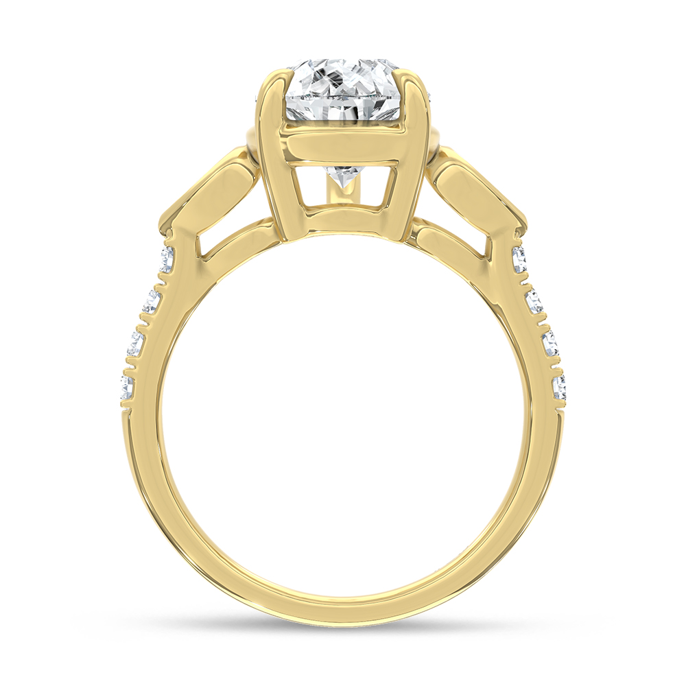 14K Yellow Gold 3 1/2 Ct.Tw. Lab Grown Diamond Engagement Ring (IGI Certified Center 3ct Pear)