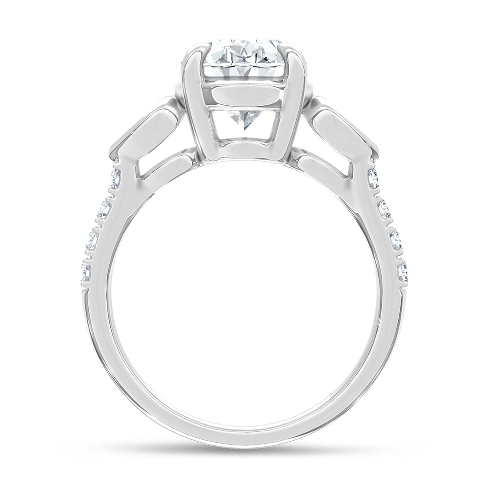 14K White Gold 3 1/2 Ct.Tw. Lab Grown Diamond Engagement Ring (IGI Certified Center 3ct Oval)