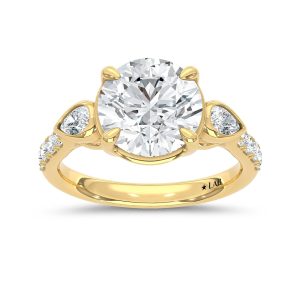 14K Yellow Gold 3 1/2 Ct.Tw. Lab Grown Diamond Engagement Ring (IGI Certified Center 3ct Round)