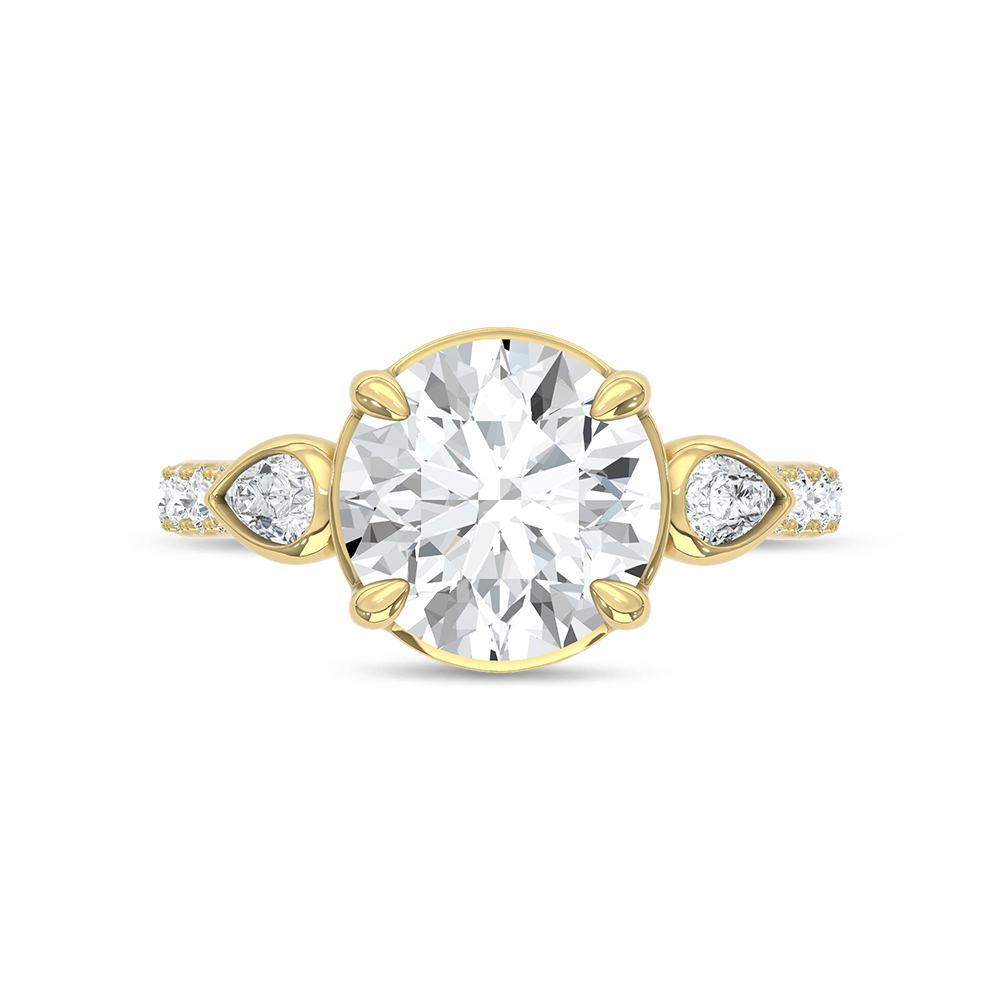 14K Yellow Gold 3 1/2 Ct.Tw. Lab Grown Diamond Engagement Ring (IGI Certified Center 3ct Round)