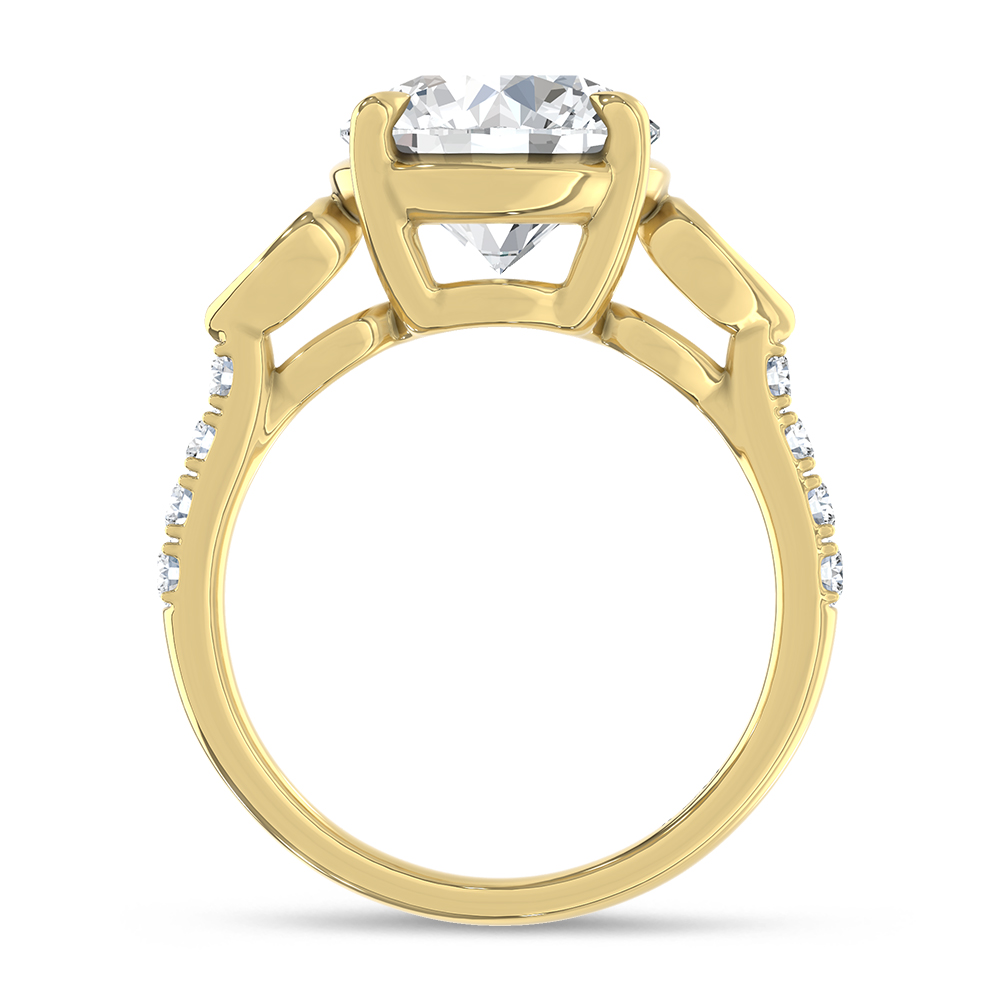 14K Yellow Gold 3 1/2 Ct.Tw. Lab Grown Diamond Engagement Ring (IGI Certified Center 3ct Round)