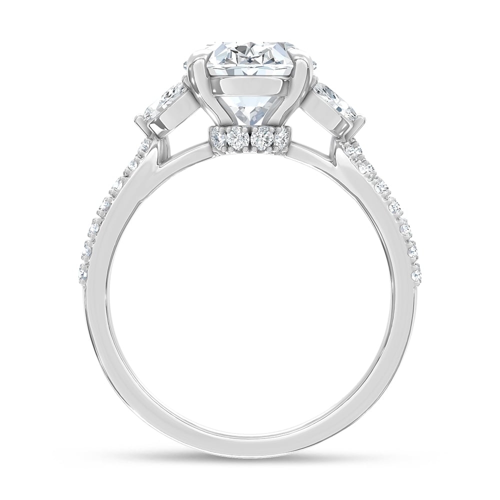 14K White Gold 3 3/4 Ct.Tw. Lab Grown Diamond Engagement Ring (IGI Certified Center 3ct Oval)