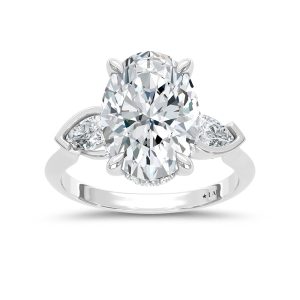 14K White Gold 5 5/8 Ct.Tw. Lab Grown Diamond Engagement Ring (IGI Certified Center 5ct Oval)