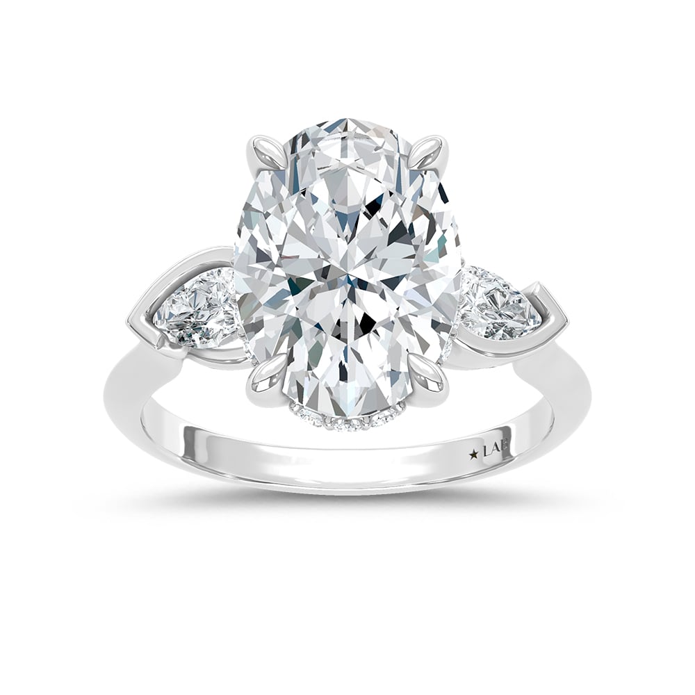 14K White Gold 5 5/8 Ct.Tw. Lab Grown Diamond Engagement Ring (IGI Certified Center 5ct Oval)