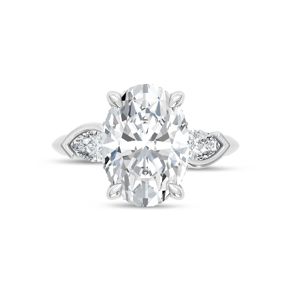 14K White Gold 5 5/8 Ct.Tw. Lab Grown Diamond Engagement Ring (IGI Certified Center 5ct Oval)