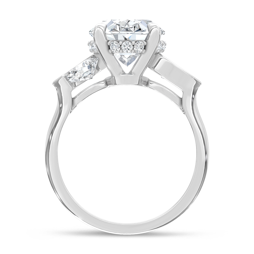 14K White Gold 5 5/8 Ct.Tw. Lab Grown Diamond Engagement Ring (IGI Certified Center 5ct Oval)