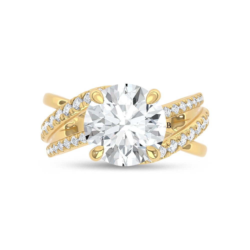14K Yellow Gold 3 1/2 Ct.Tw. Lab Grown Diamond Engagement Ring (IGI Certified Center 3ct Round)