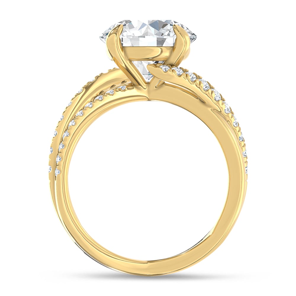 14K Yellow Gold 3 1/2 Ct.Tw. Lab Grown Diamond Engagement Ring (IGI Certified Center 3ct Round)