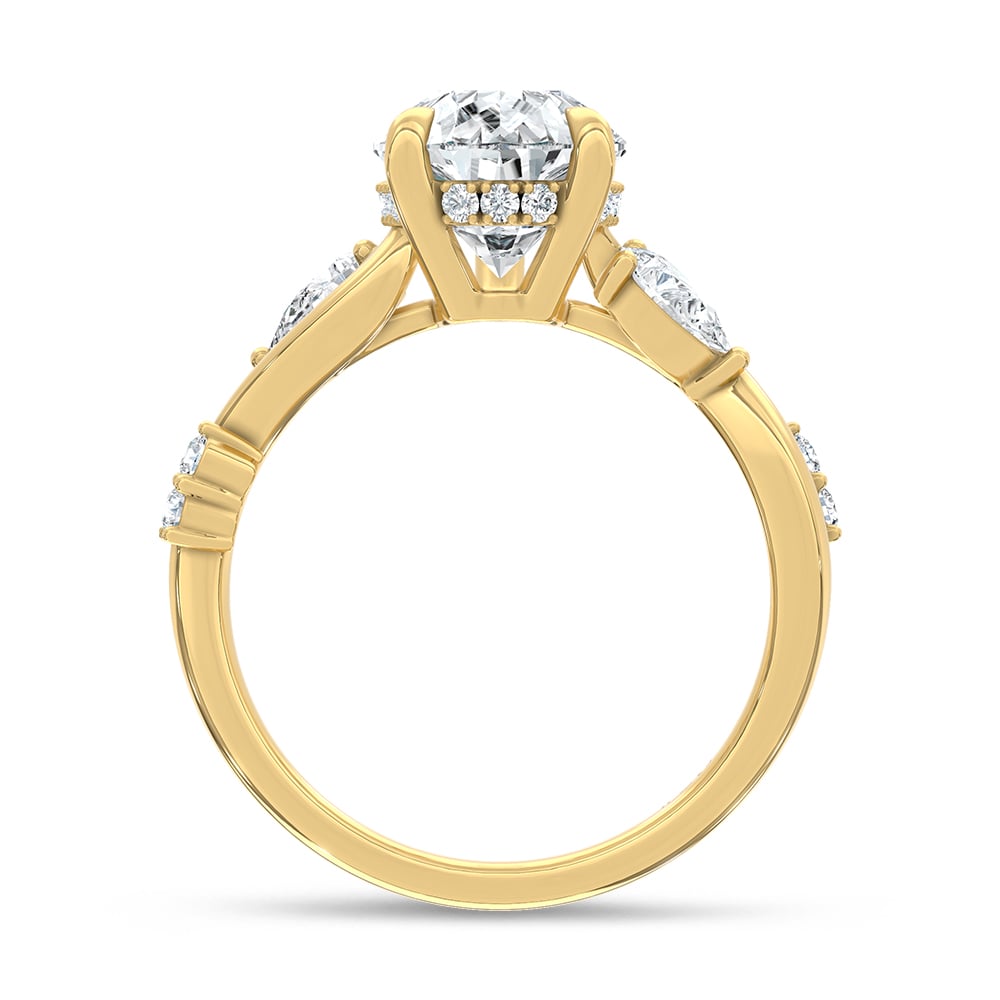 14K Yellow Gold Lab Grown Diamond 3 1/2 Ct.Tw. Pear Shape Engagement Ring (IGI Certified Center 3ct Pear)