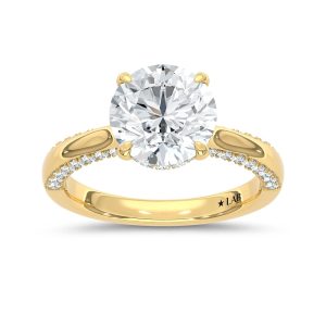 14K Yellow Gold 3 5/8 Ct.Tw. Lab Grown Diamond Classic Engagement Ring (IGI Certified Center 3ct Round)