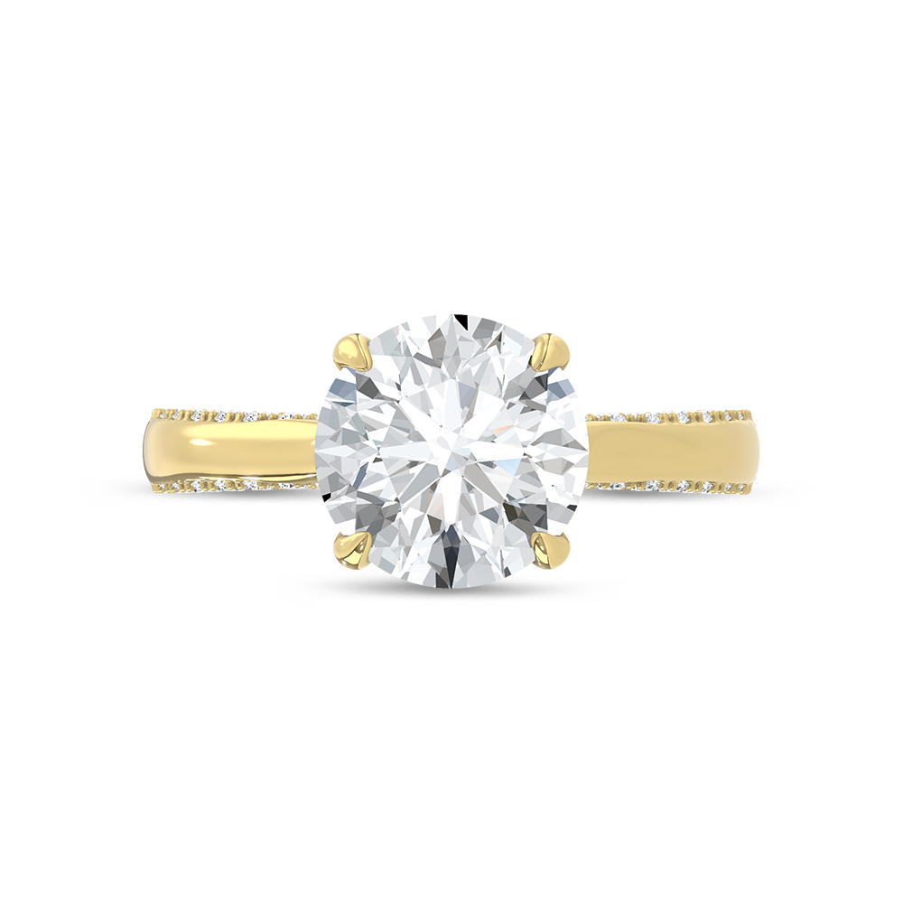14K Yellow Gold 3 5/8 Ct.Tw. Lab Grown Diamond Classic Engagement Ring (IGI Certified Center 3ct Round)