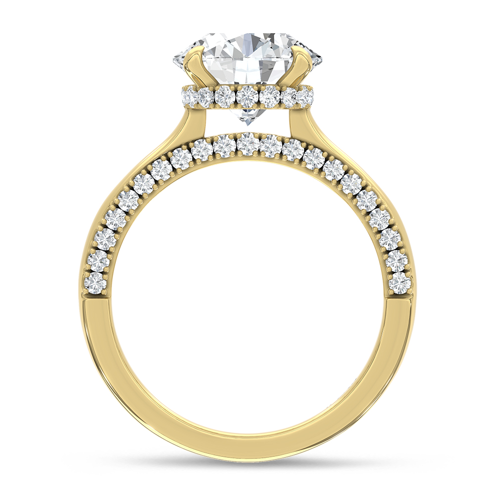 14K Yellow Gold 3 5/8 Ct.Tw. Lab Grown Diamond Classic Engagement Ring (IGI Certified Center 3ct Round)