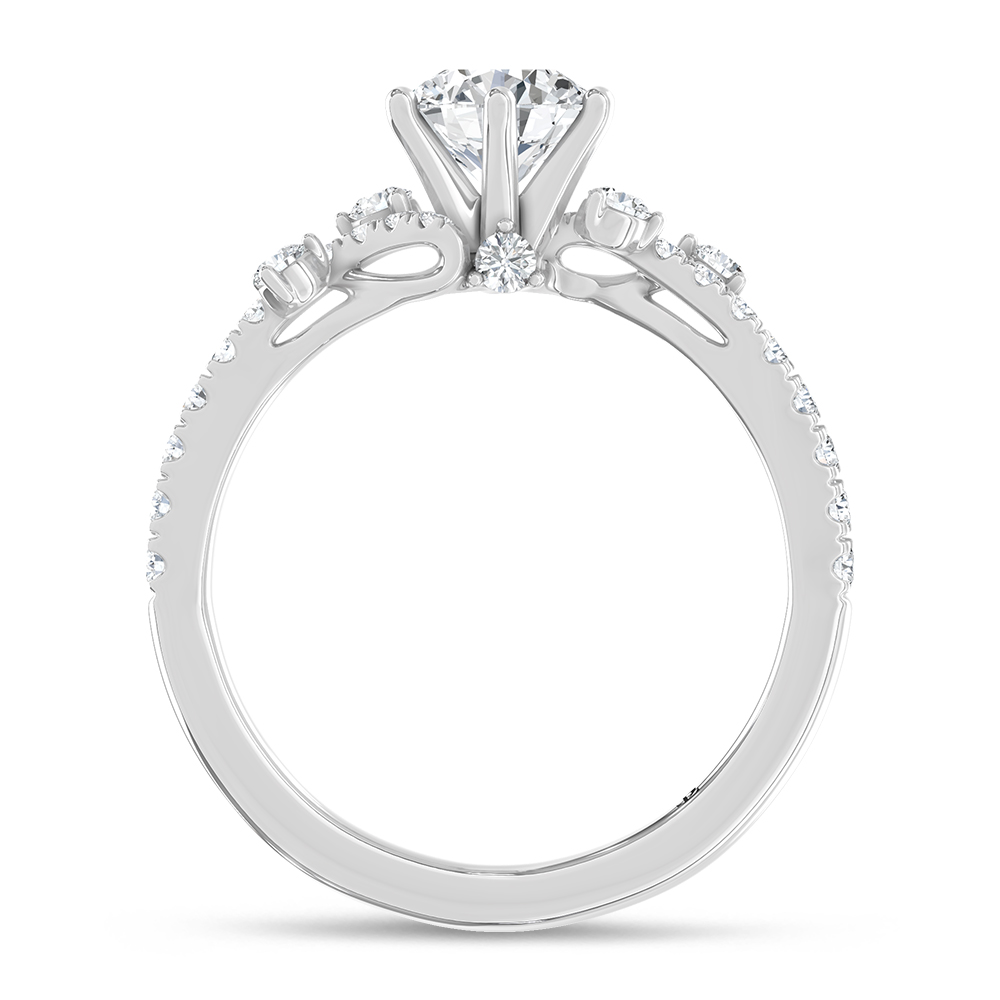 14K White Gold Lab Grown Diamond 1 3/8 Ct.Tw. Round Shape Engagement Ring (IGI Certified Center 1ct Round)
