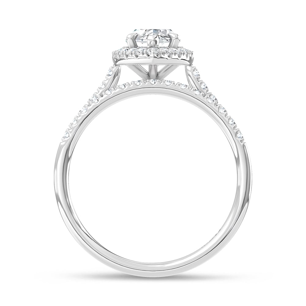 10K White Gold Lab Grown Diamond 1 1/2 Ct.Tw. Marquise Shape Halo Bridal Ring (Center 1 Ctw)
