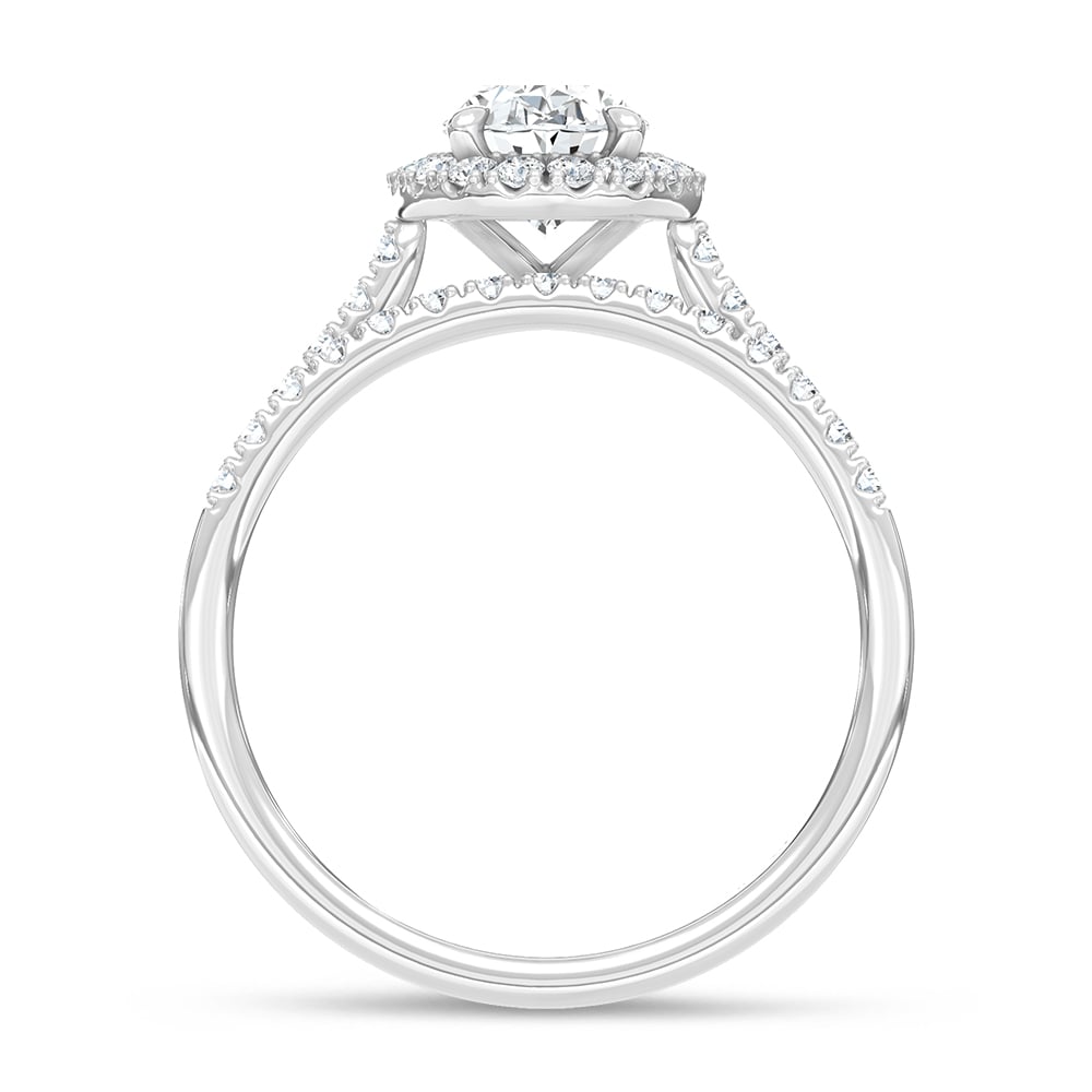 10K White Gold Lab Grown Diamond 1 1/2 Ct.Tw. Oval Shape Halo Bridal Ring (Center 1 Ctw)