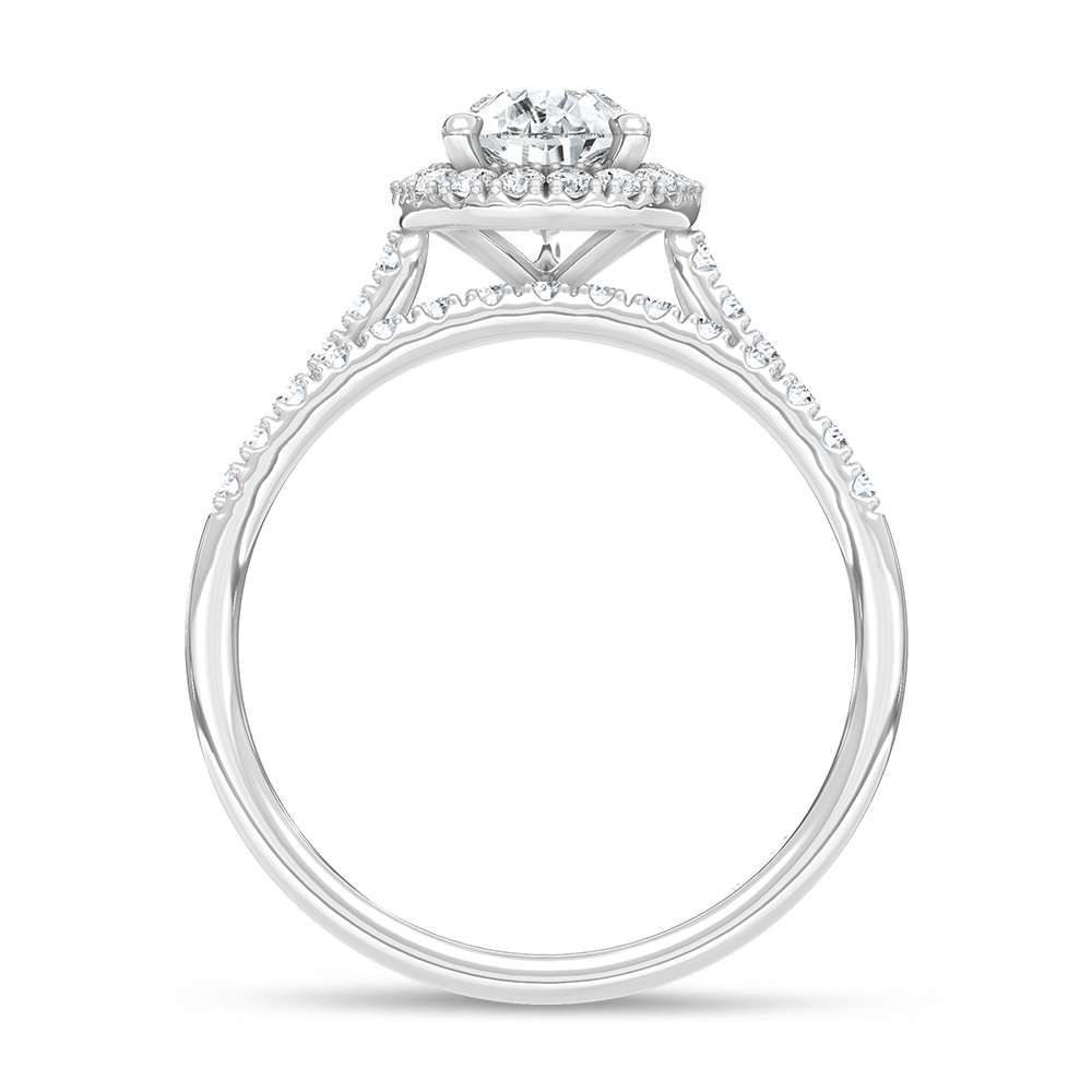 10K White Gold Lab Grown Diamond 1 1/2 Ct.Tw. Pear Shape Halo Bridal Ring (Center 1 Ctw)