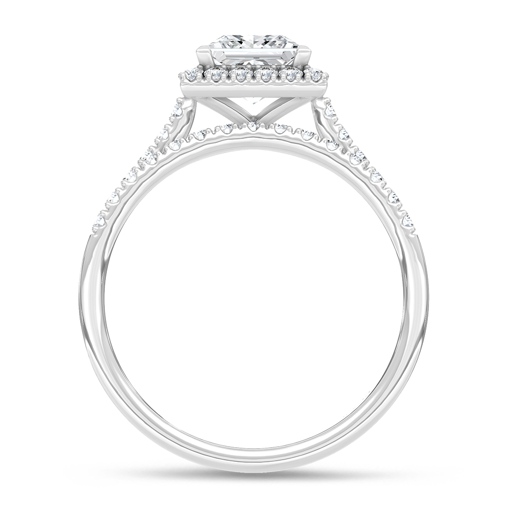 10K White Gold Lab Grown Diamond 1 1/2 Ct.Tw. Princess Shape Halo Bridal Ring (Center 1 Ctw)