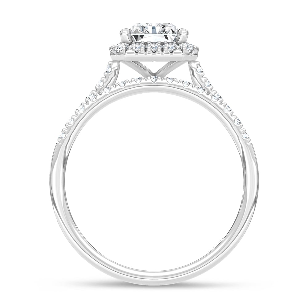 10K White Gold Lab Grown Diamond 1 1/2 Ct.Tw. Radiant Shape Halo Bridal Ring (Center 1 Ctw)