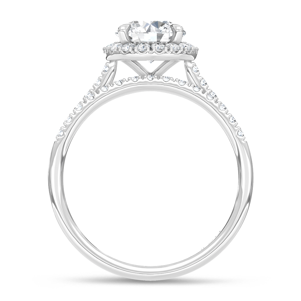 10K White Gold Lab Grown Diamond 1 1/2 Ct.Tw. Round Shape Halo Bridal Ring (Center 1 Ctw)