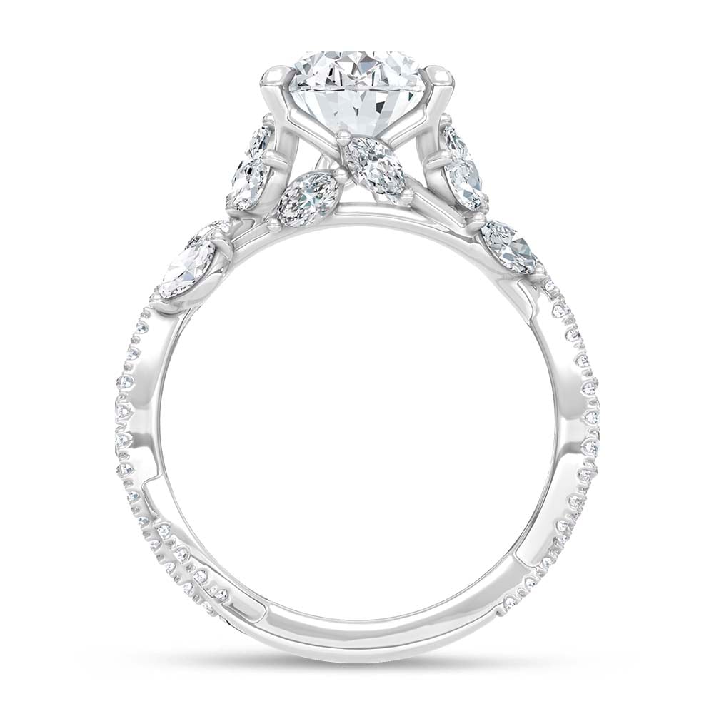 14K White Gold Lab Grown Diamond 2 3/4 Ct.Tw. IGI Certified Oval Shape Floral Engagement Ring ( Center 2CTW)