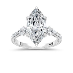 14K White Gold Lab Grown Diamond 2 1/2 Ct.Tw. Marquise Shape Engagement Ring (Center 2 CT)