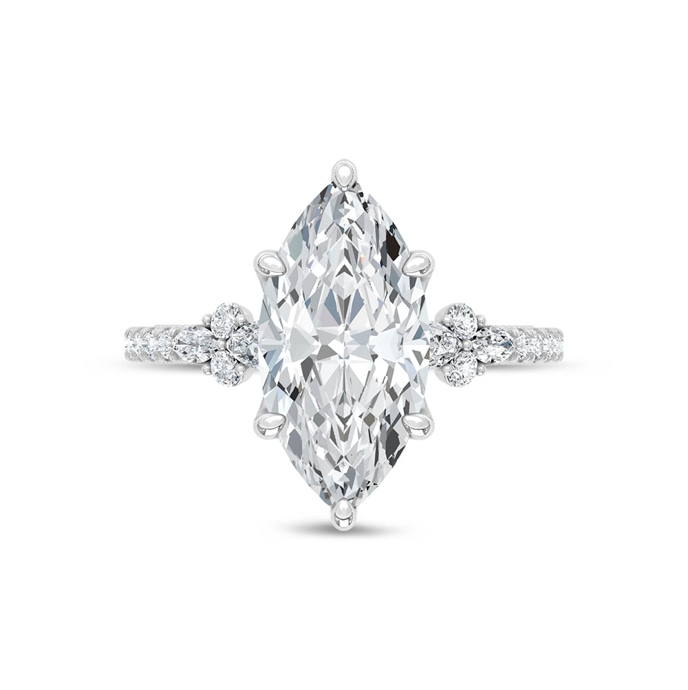 14K White Gold Lab Grown Diamond 2 1/2 Ct.Tw. Marquise Shape Engagement Ring (Center 2 CT)