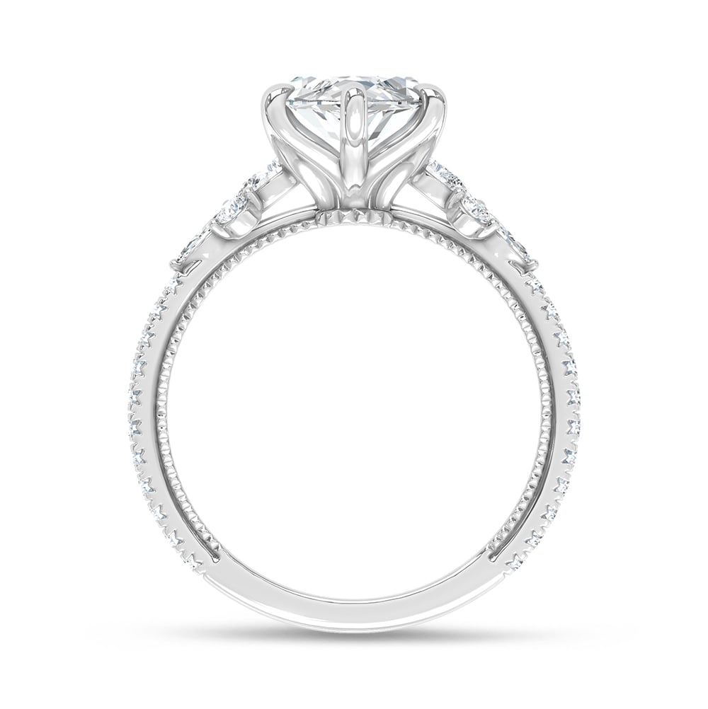 14K White Gold Lab Grown Diamond 2 1/2 Ct.Tw. Marquise Shape Engagement Ring (Center 2 CT)