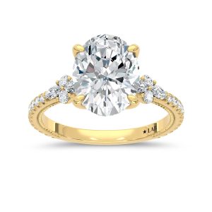 14K Yellow Gold Lab Grown Diamond 2 1/2 Ct.Tw. Oval Shape Engagement Ring (Center 2 CT)