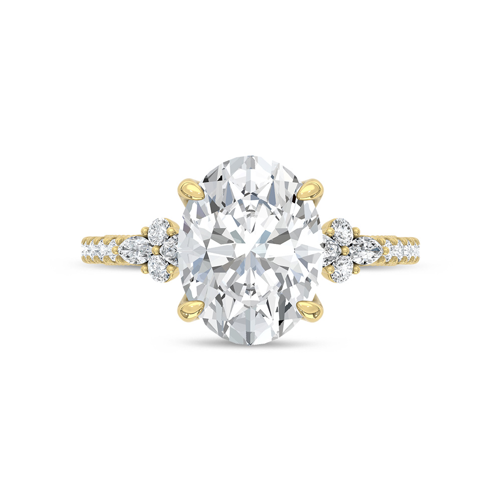 14K Yellow Gold Lab Grown Diamond 2 1/2 Ct.Tw. Oval Shape Engagement Ring (Center 2 CT)