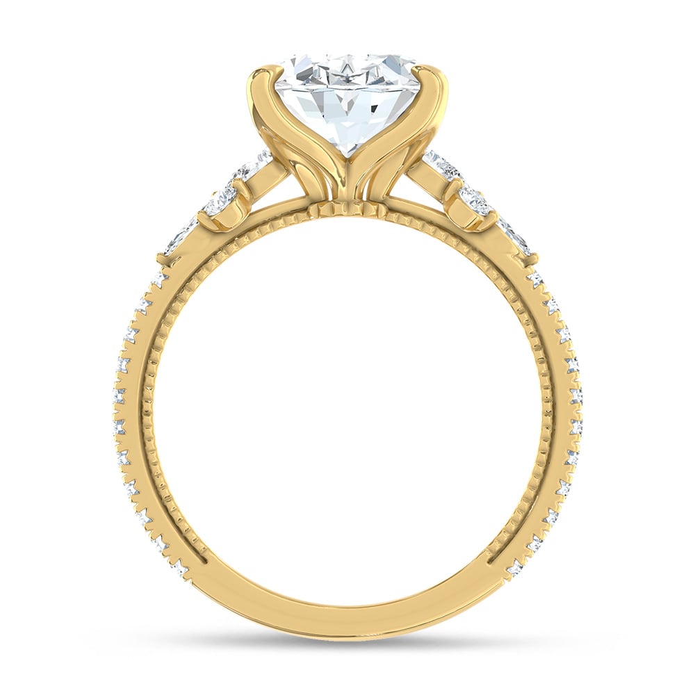 14K Yellow Gold Lab Grown Diamond 2 1/2 Ct.Tw. Oval Shape Engagement Ring (Center 2 CT)