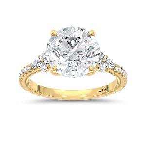 14K Yellow Gold Lab Grown Diamond 2 1/2 Ct.Tw. Round Shape Engagement Ring (Center 2 CT)