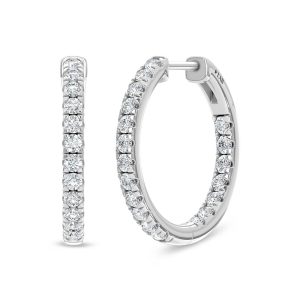 14K White Gold Lab Grown Diamond 5/8 Ct.Tw. Hoop Earrings