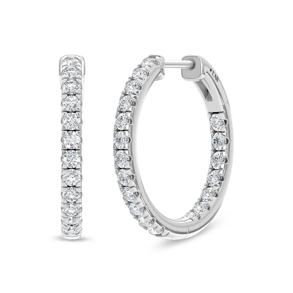 14K White Gold Lab Grown Diamond 5/8 Ct.Tw. Hoop Earrings