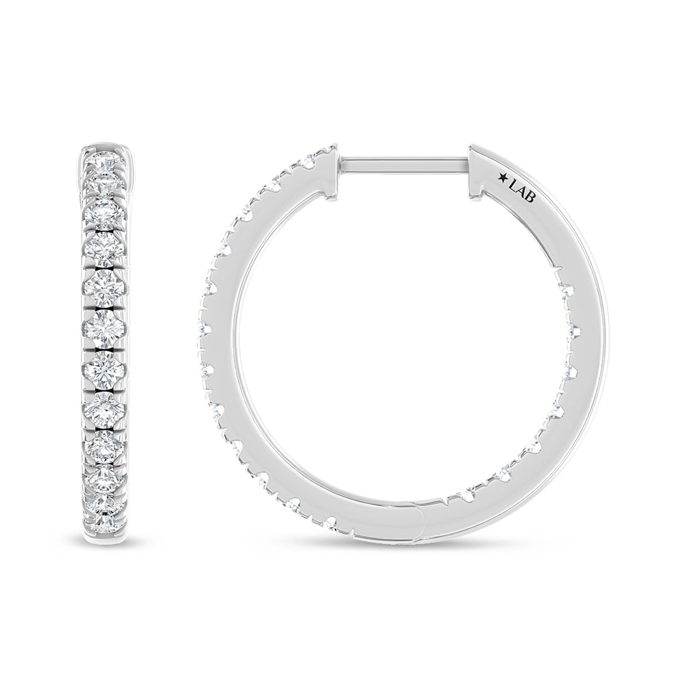 14K White Gold Lab Grown Diamond 5/8 Ct.Tw. Hoop Earrings