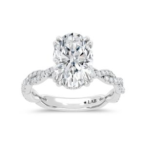 14K White Gold Lab Grown Diamond 3 1/3 Ct.Tw. Oval Shape Engagement Ring (Center 3 CT)