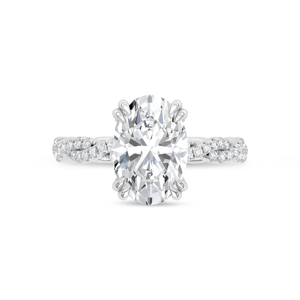 14K White Gold Lab Grown Diamond 3 1/3 Ct.Tw. Oval Shape Engagement Ring (Center 3 CT)