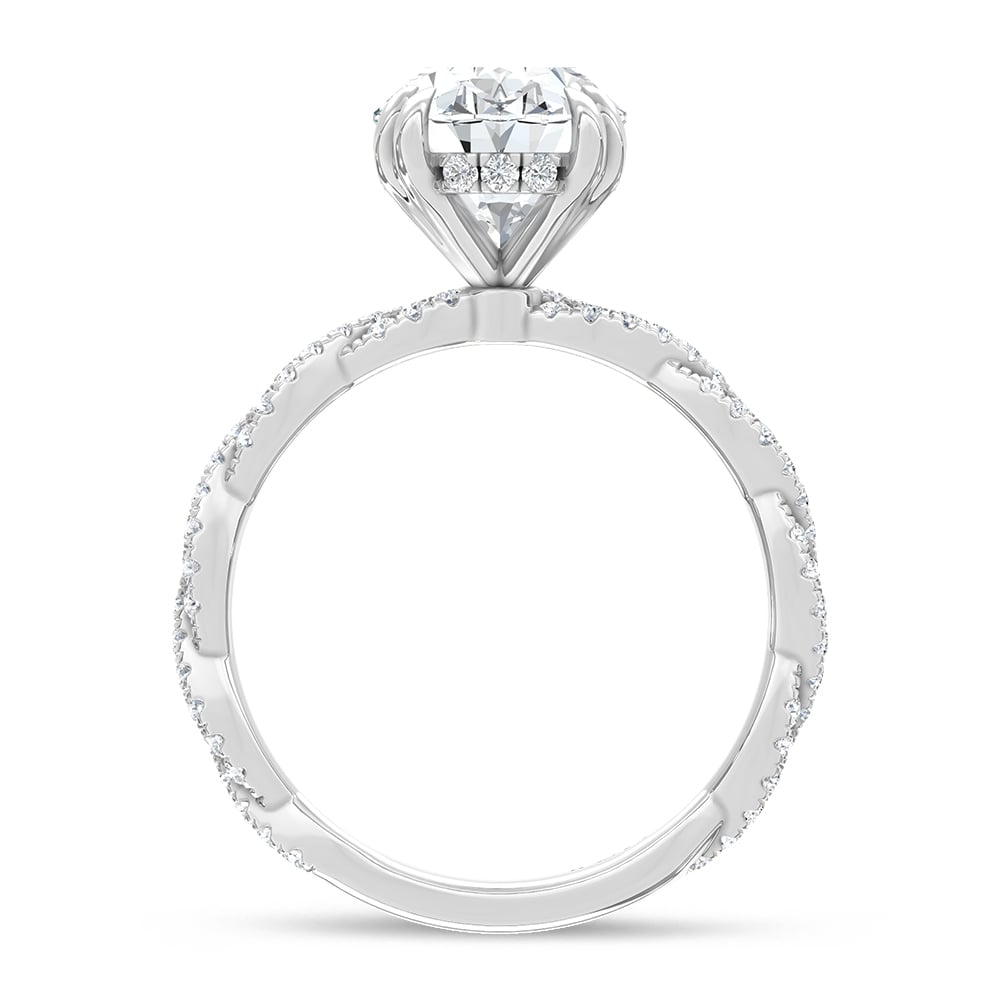 14K White Gold Lab Grown Diamond 3 1/3 Ct.Tw. Oval Shape Engagement Ring (Center 3 CT)