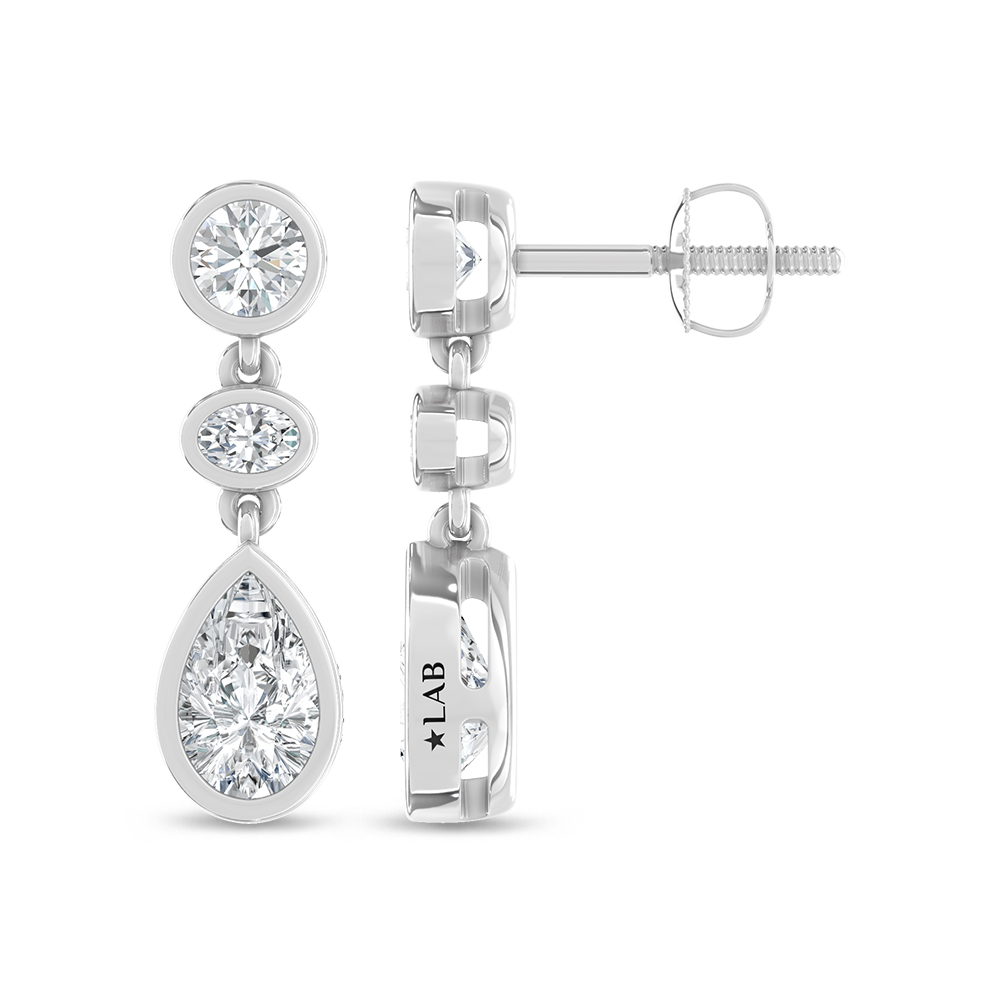 14K White Gold Lab Grown Diamond 1 1/2 Ct.Tw. Fashion Earrings