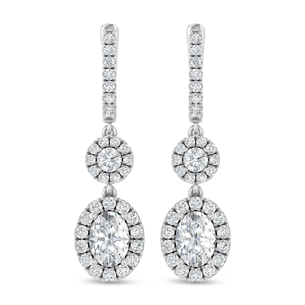 14K White Gold Lab Grown Diamond 2 3/4 Ct.Tw. Fashion Earrings