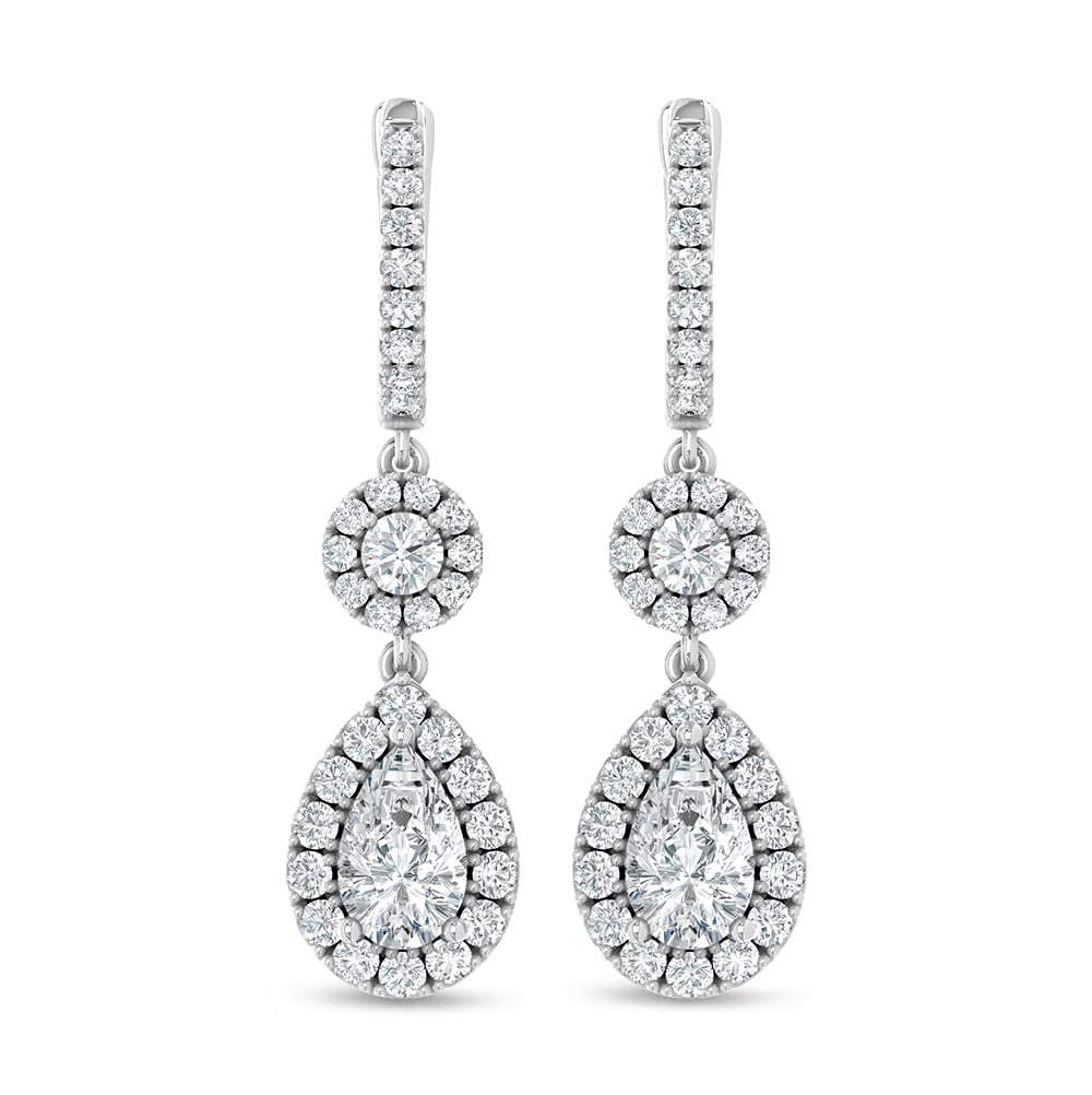 14K White Gold Lab Grown Diamond 2 3/4 Ct.Tw. Fashion Earrings