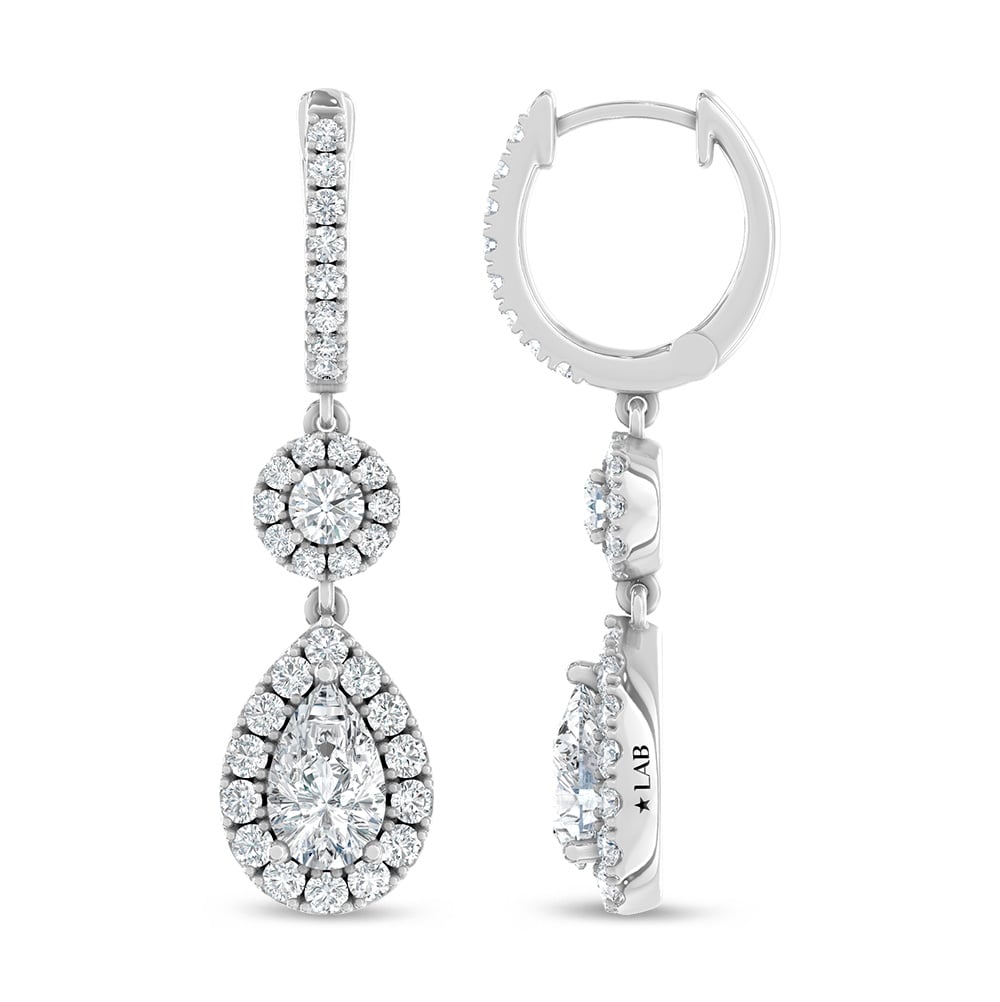 14K White Gold Lab Grown Diamond 2 3/4 Ct.Tw. Fashion Earrings