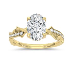 14K Yellow Gold Lab Grown Diamond 2 1/5 Ct.Tw. Oval Shape Engagement Ring (Center 2 CT)
