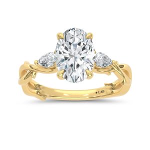 14K Yellow Gold Lab Grown Diamond 2 1/4 Ct.Tw. Oval Shape Engagement Ring (Center 2 CT)